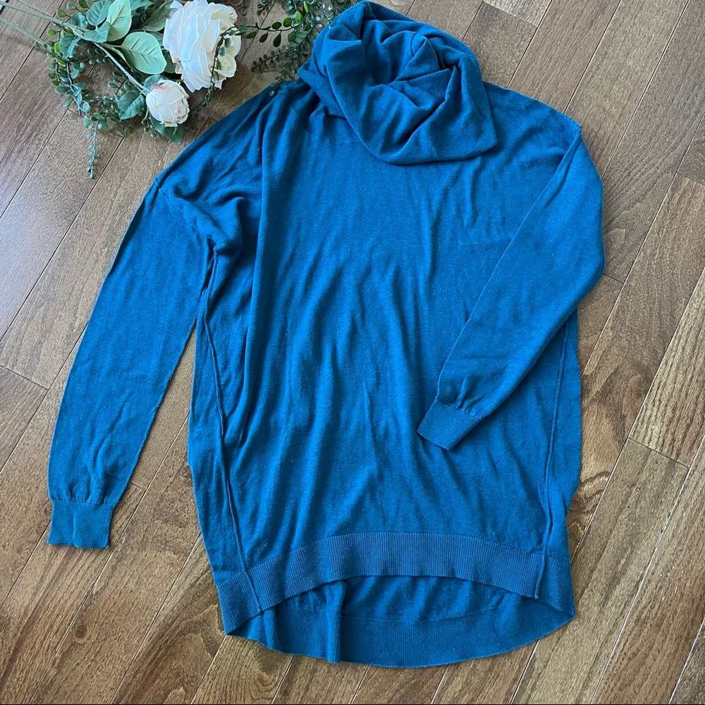Ruby Moon Cowl Neck Tunic Sweater Teal